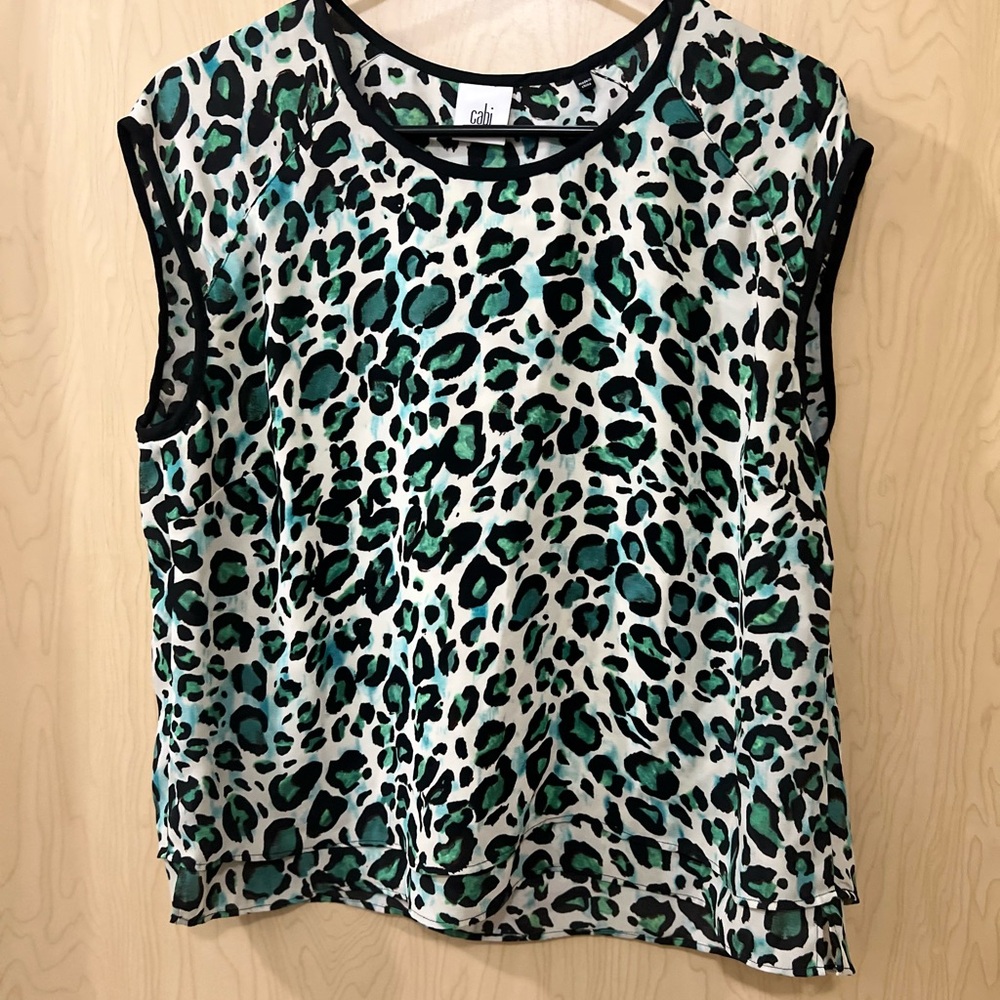 CAbi Black and Gray Boxy Blouse